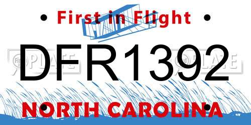 DFR1392 North Carolina License Plate