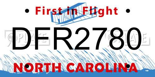 DFR2780 North Carolina License Plate
