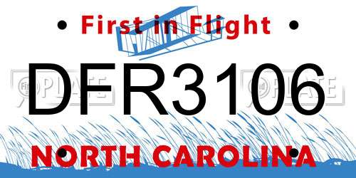 DFR3106 North Carolina License Plate