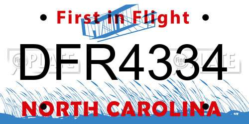 DFR4334 North Carolina License Plate