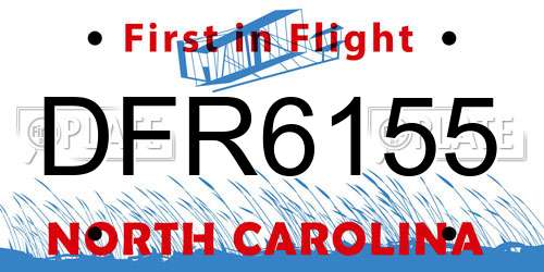 DFR6155 North Carolina License Plate