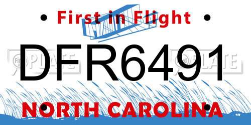 DFR6491 North Carolina License Plate