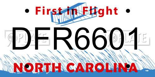 DFR6601 North Carolina License Plate