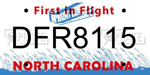 DFR8115 North Carolina License Plate