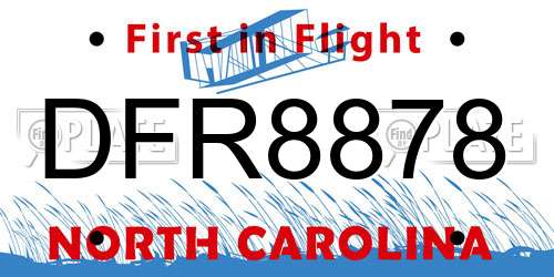 DFR8878 North Carolina License Plate