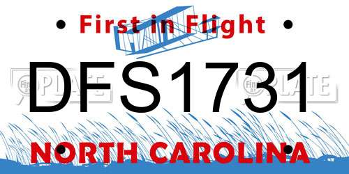 DFS1731 North Carolina License Plate
