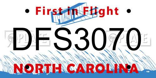 DFS3070 North Carolina License Plate