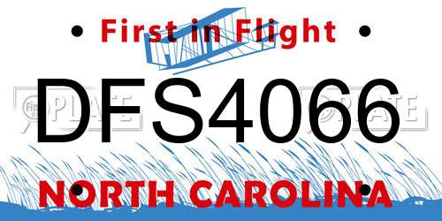 DFS4066 North Carolina License Plate