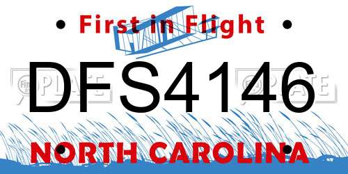 DFS4146 North Carolina License Plate