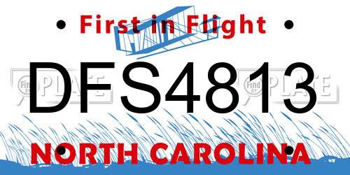 DFS4813 North Carolina License Plate