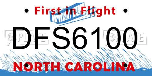 DFS6100 North Carolina License Plate