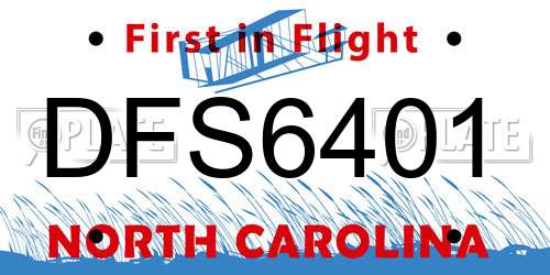 DFS6401 North Carolina License Plate