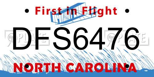 DFS6476 North Carolina License Plate