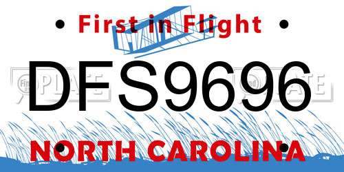 DFS9696 North Carolina License Plate