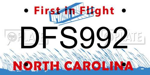 DFS992 North Carolina License Plate
