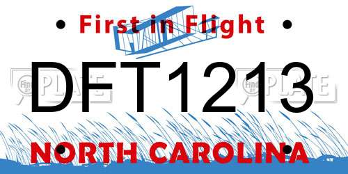 DFT1213 North Carolina License Plate