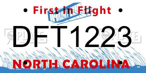 DFT1223 North Carolina License Plate