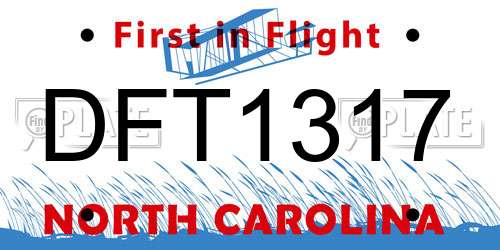 DFT1317 North Carolina License Plate