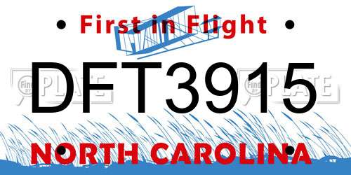 DFT3915 North Carolina License Plate
