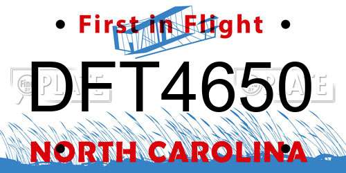 DFT4650 North Carolina License Plate