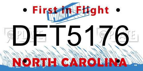 DFT5176 North Carolina License Plate
