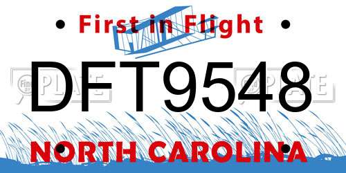 DFT9548 North Carolina License Plate