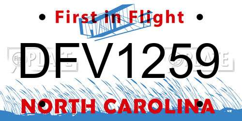 DFV1259 North Carolina License Plate