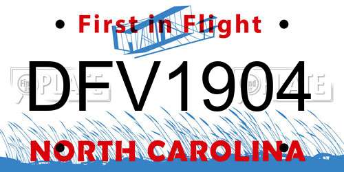DFV1904 North Carolina License Plate