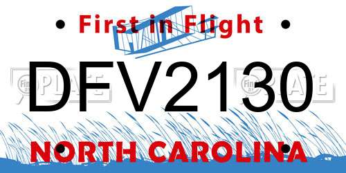 DFV2130 North Carolina License Plate