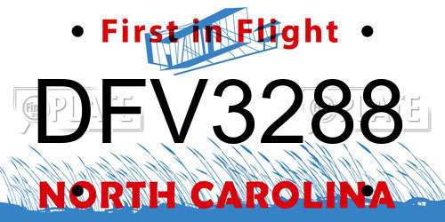 DFV3288 North Carolina License Plate