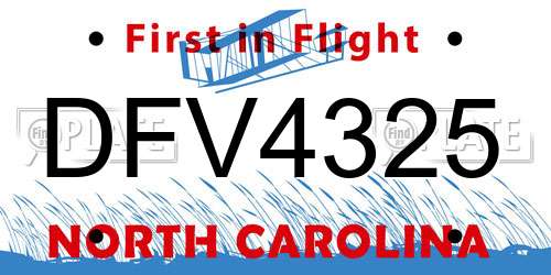 DFV4325 North Carolina License Plate