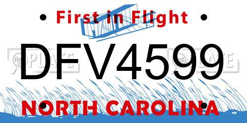 DFV4599 North Carolina License Plate