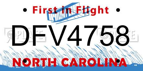 DFV4758 North Carolina License Plate