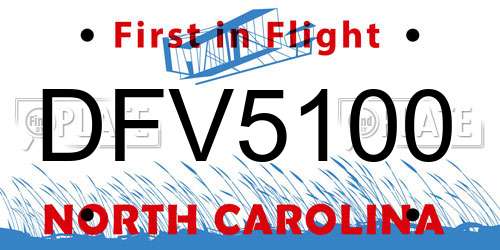 DFV5100 North Carolina License Plate