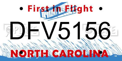 DFV5156 North Carolina License Plate