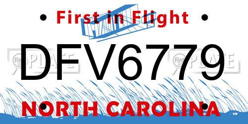 DFV6779 North Carolina License Plate