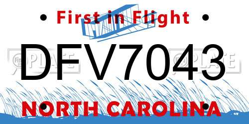 DFV7043 North Carolina License Plate