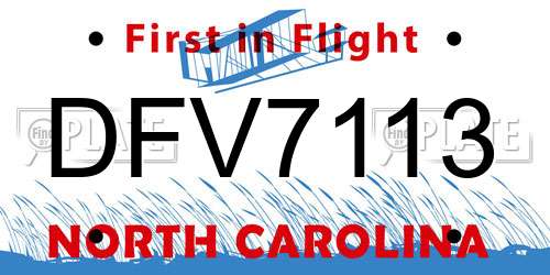 DFV7113 North Carolina License Plate