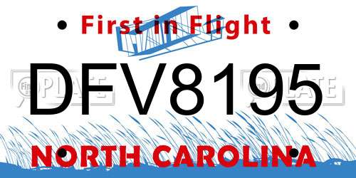 DFV8195 North Carolina License Plate
