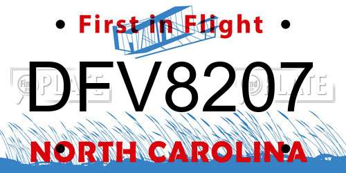 DFV8207 North Carolina License Plate