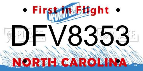 DFV8353 North Carolina License Plate