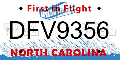 DFV9356 North Carolina License Plate