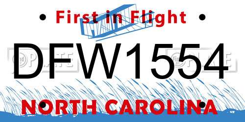 DFW1554 North Carolina License Plate