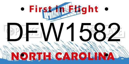 DFW1582 North Carolina License Plate