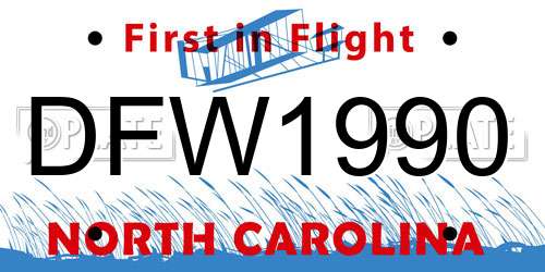 DFW1990 North Carolina License Plate