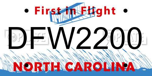 DFW2200 North Carolina License Plate