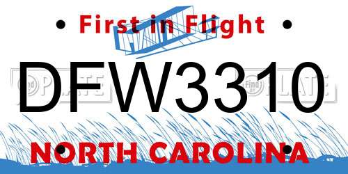 DFW3310 North Carolina License Plate