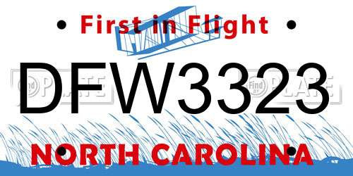 DFW3323 North Carolina License Plate