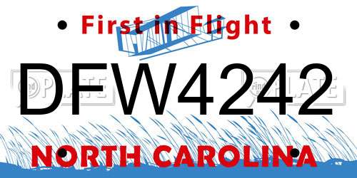 DFW4242 North Carolina License Plate