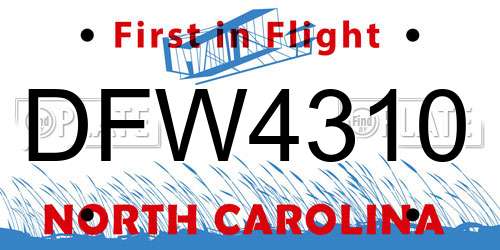DFW4310 North Carolina License Plate